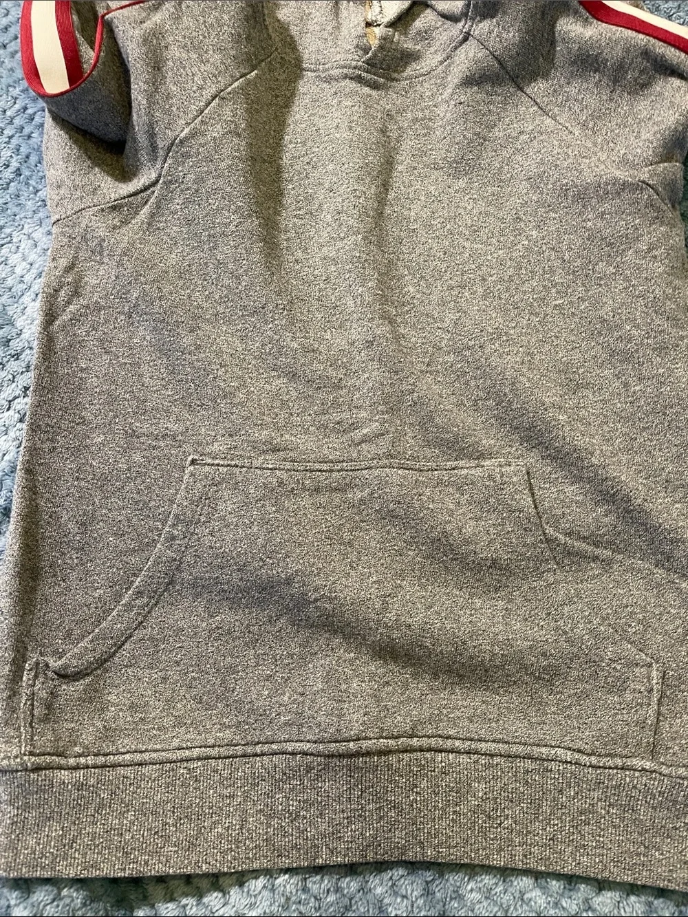 Gymboree Gray Crewneck Hoodie with Red and White Shoulder Stripes